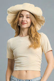 Umgee Ruched Round Neck Short Sleeve Crop T-Shirt - Trendsi