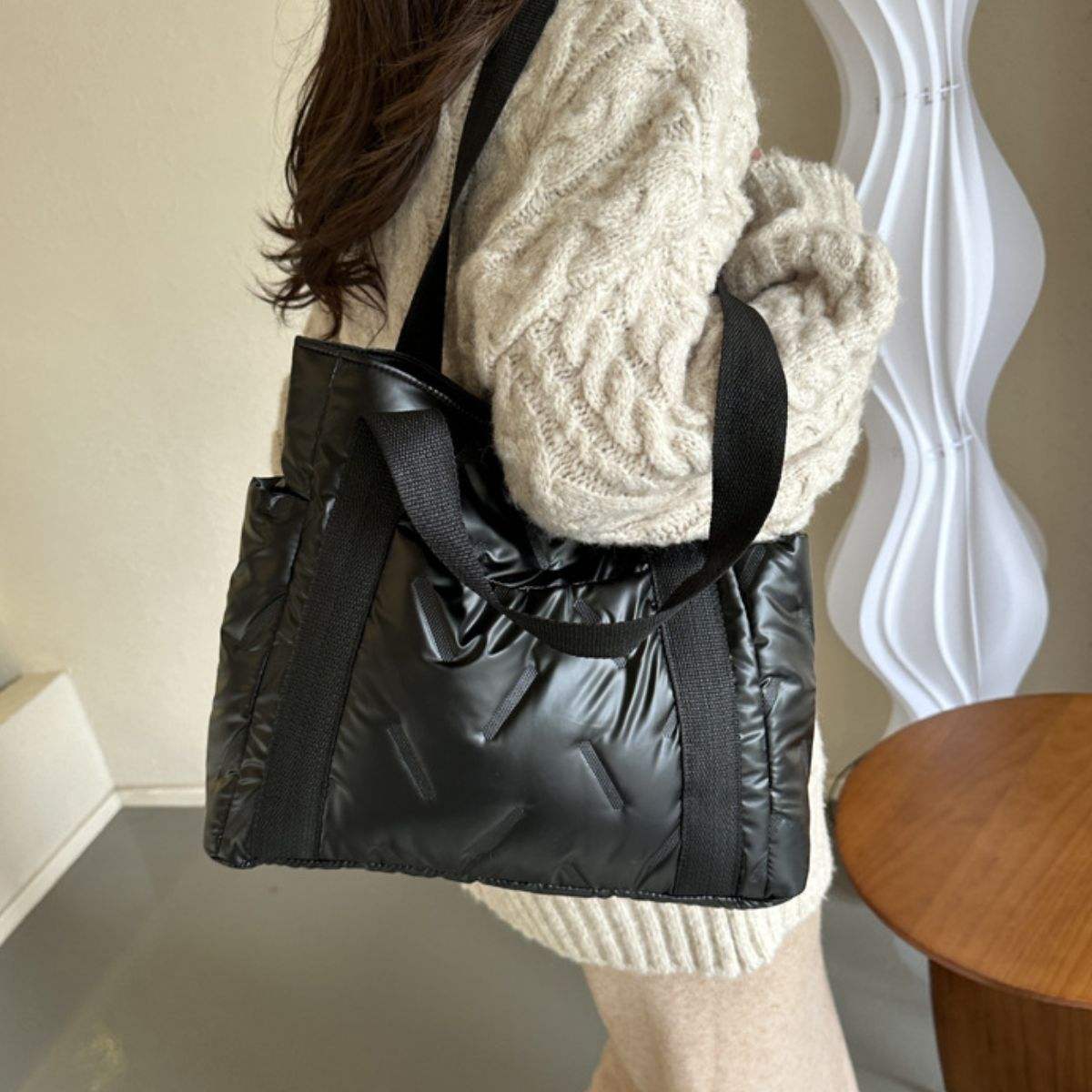 Polyester Tote Bag with Zipper - Trendsi - Flyclothing LLC