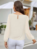 Round Neck Long Sleeve Blouse - Trendsi - Flyclothing LLC