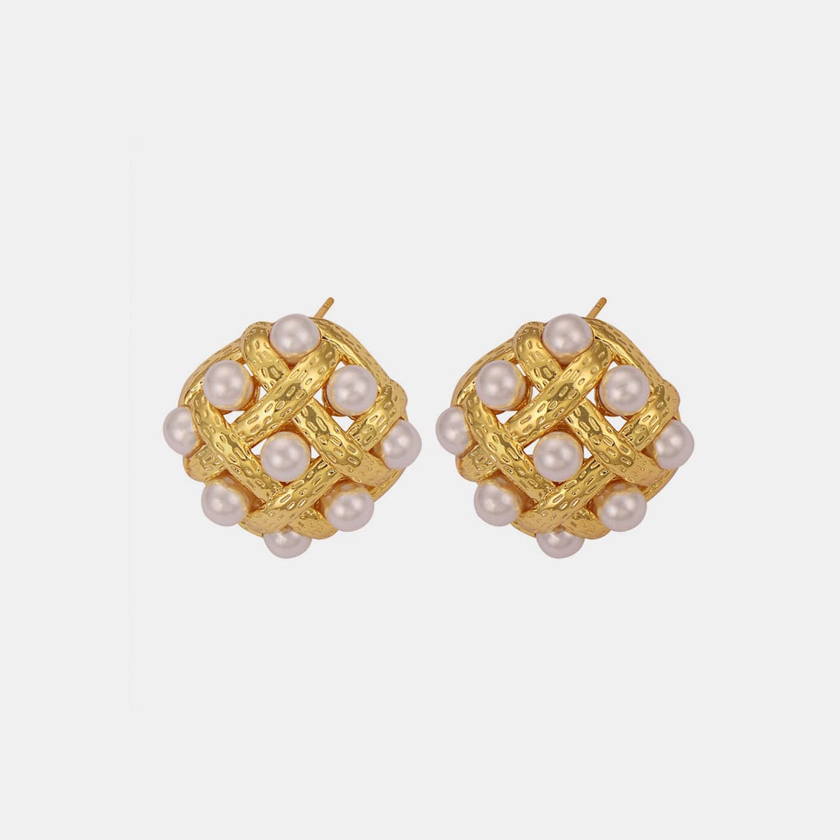 Copper Shell Pearl Stud Earrings - Trendsi