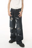 Distressed Wide Leg Pocketed Men's Jeans - Trendsi