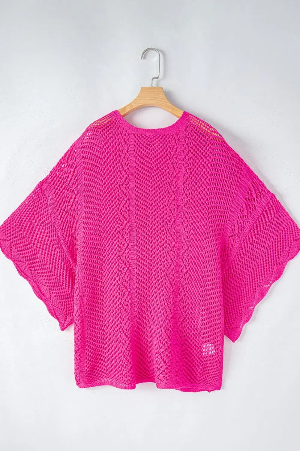 Scallop Edge Half Sleeve Pointelle Knit Top - Trendsi - Flyclothing LLC