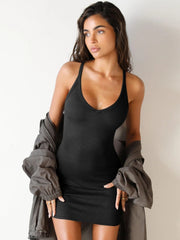Scoop Neck Wide Strap Mini Dress - Trendsi