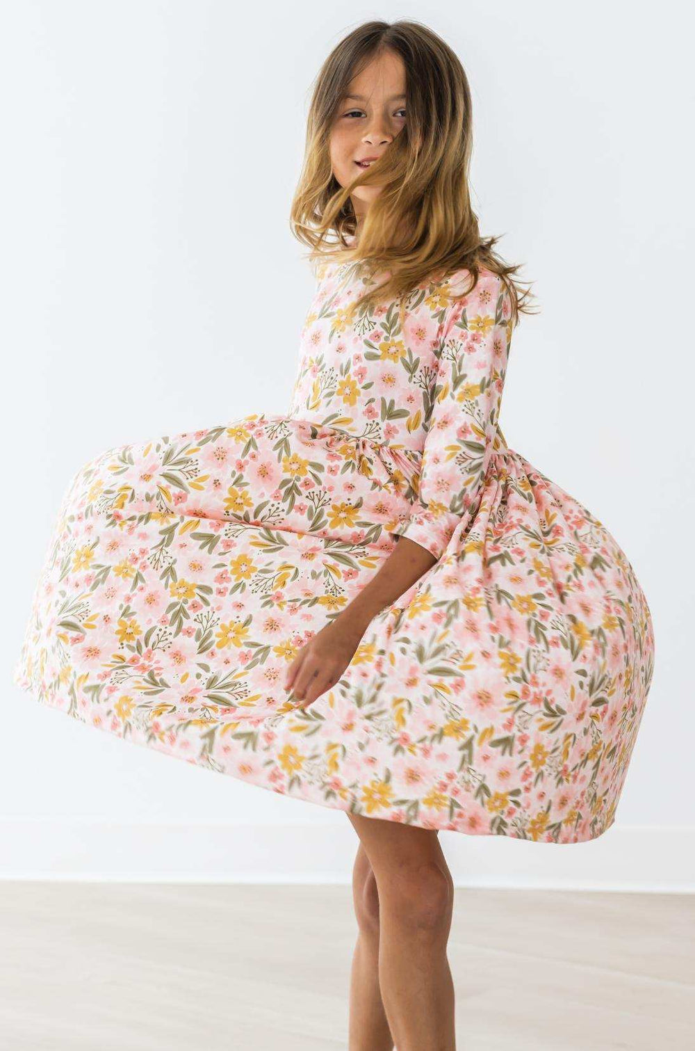 Pretty Peachy 3/4 Sleeve Pocket Twirl Dress - Mila & Rose ® - Flyclothing LLC