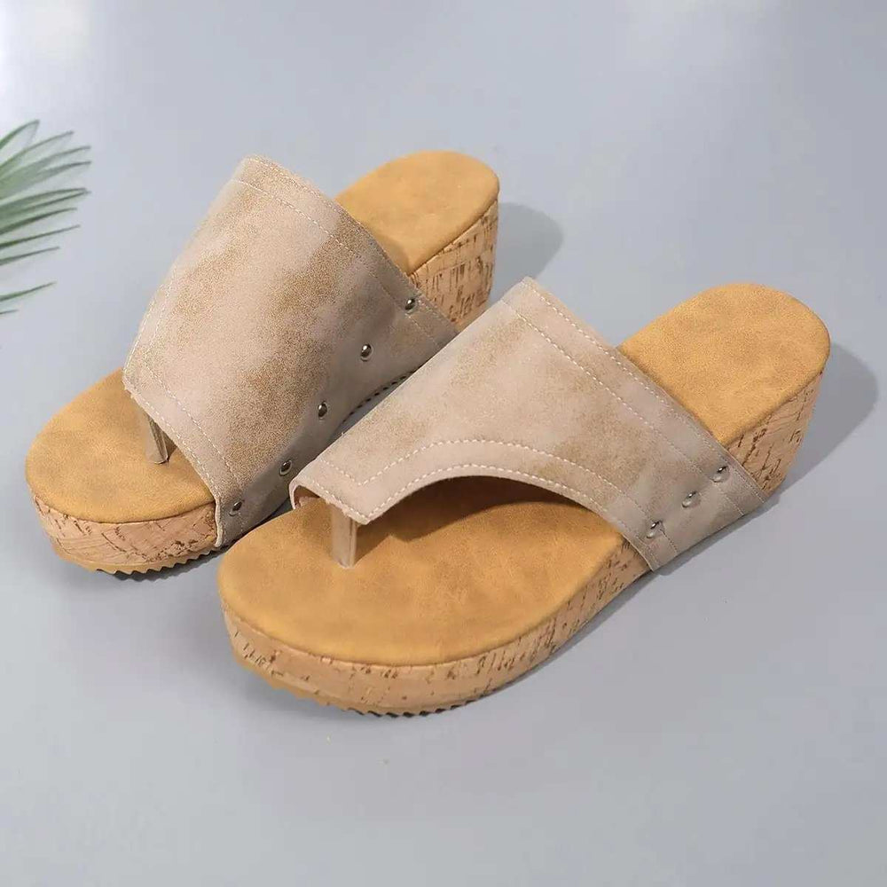 PU Leather Wedge Sandals - Trendsi - Flyclothing LLC