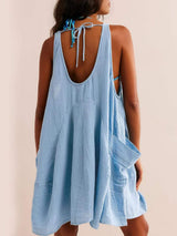 Devine Tied Scoop Neck Wide Strap Mini Dress - Trendsi - Flyclothing LLC