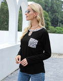 Cutout Leopard Round Neck Long Sleeve T-Shirt - Trendsi - Flyclothing LLC