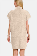 Zenana Short Sleeve Sweater Mini Dress - Trendsi - Flyclothing LLC
