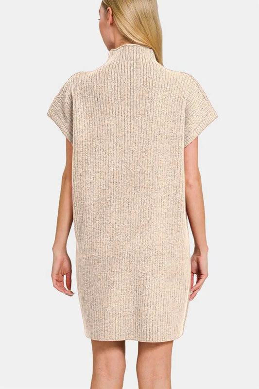 Zenana Short Sleeve Sweater Mini Dress - Trendsi - Flyclothing LLC