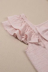 Textured Bow Knot Frilled Butterfly Sleeve Blouse - Trendsi - Flyclothing LLC