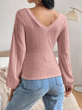 V-Neck Long Sleeve T-Shirt - Trendsi