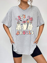 Round Neck Short Sleeve LET'S GO GHOULS Graphic T-Shirt - Trendsi - Flyclothing LLC