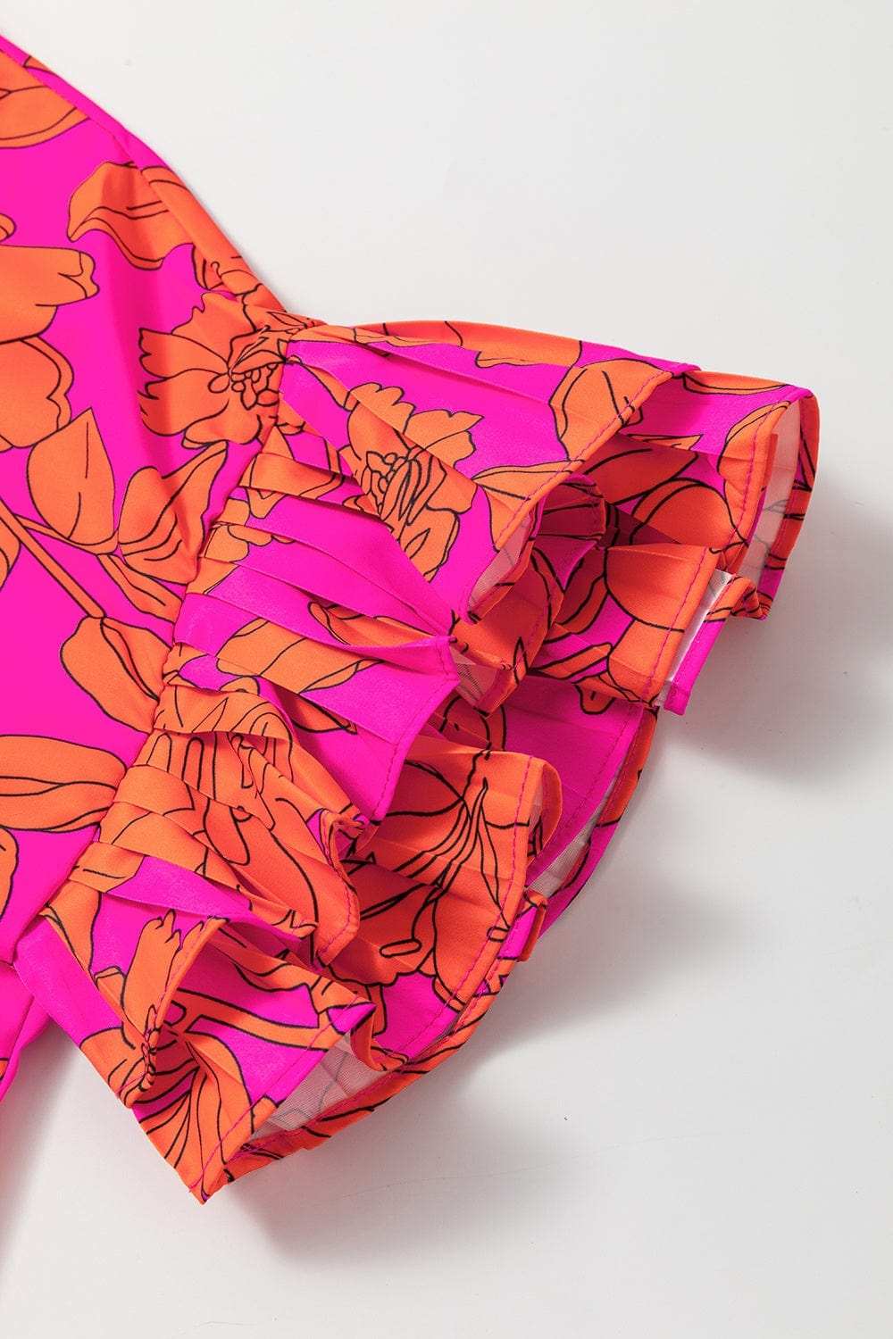 Ruffled Printed Short Sleeve Mini Dress - Trendsi - Flyclothing LLC