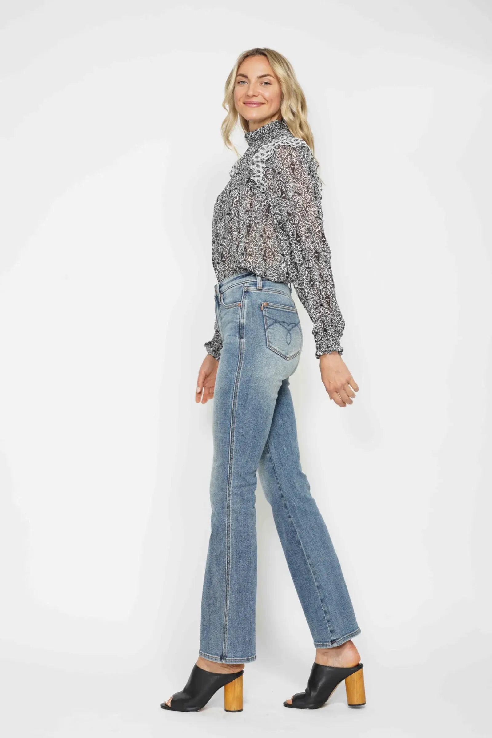 Judy Blue Full Size Tummy Control Back Embroidered Pocketed Bootcut Jeans Plus Size - Trendsi - Flyclothing LLC