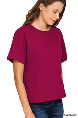 Zenana Cotton Slub Short Sleeve Tee - Trendsi - Flyclothing LLC