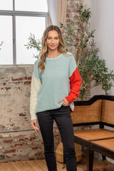 Sew In Love Full Size Color Block Drop Shoulder Sweater - Trendsi - Flyclothing LLC