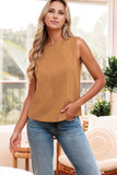 Bow Back Round Neck Tank - Trendsi - Flyclothing LLC