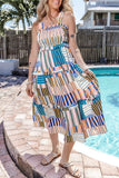 Square Neck Wide Strap Midi Dress - Trendsi