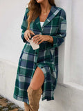 Plaid Long Sleeve Hooded Coat - Trendsi - Flyclothing LLC