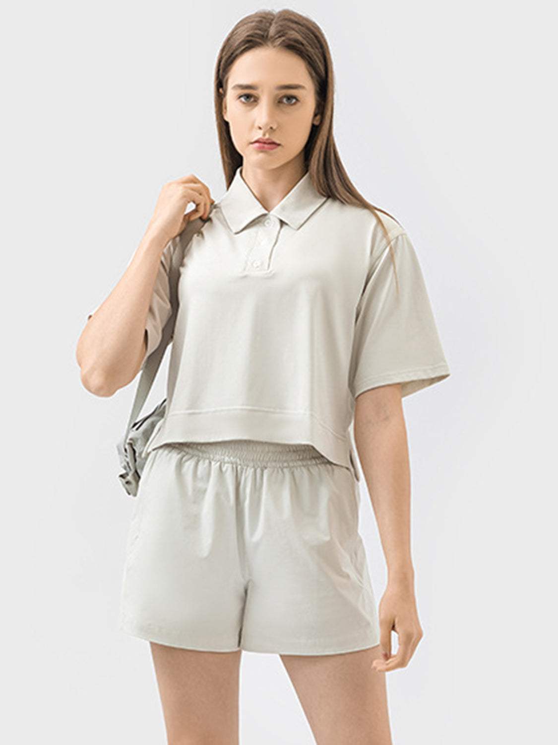 Half Button Short Sleeve Active T-Shirt - Trendsi - Flyclothing LLC