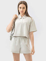 Half Button Short Sleeve Active T-Shirt - Trendsi - Flyclothing LLC