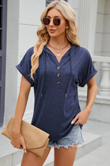 Florira Hooded Short Sleeve T-Shirt - Trendsi - Flyclothing LLC