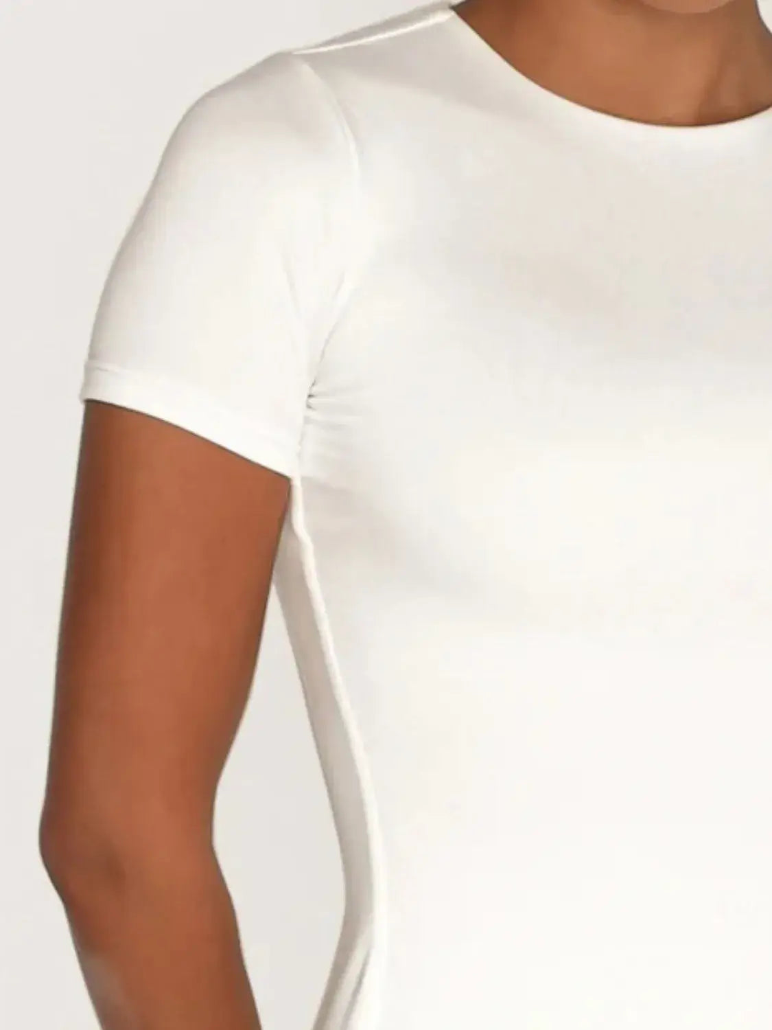 Round Neck Short Sleeve Swim Top - Trendsi - Flyclothing LLC