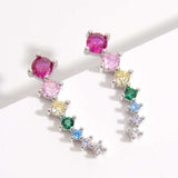 925 Sterling Silver Inlaid Zircon Earrings - Trendsi - Flyclothing LLC