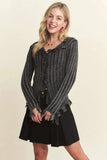 ADORA Distressed Edge Washed Sweater - Trendsi