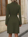 Double-Breasted Lapel Collar Long Sleeve Dress - Trendsi - Flyclothing LLC