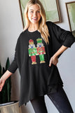 Heimish Sequin Nutcracker Long Sleeve Ribbed Top - Trendsi