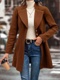 Collared Neck Button Up Long Sleeve Coat - Trendsi - Flyclothing LLC