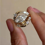 1 Carat Moissanite 925 Sterling Silver 3pcs Ring Set - Trendsi - Flyclothing LLC