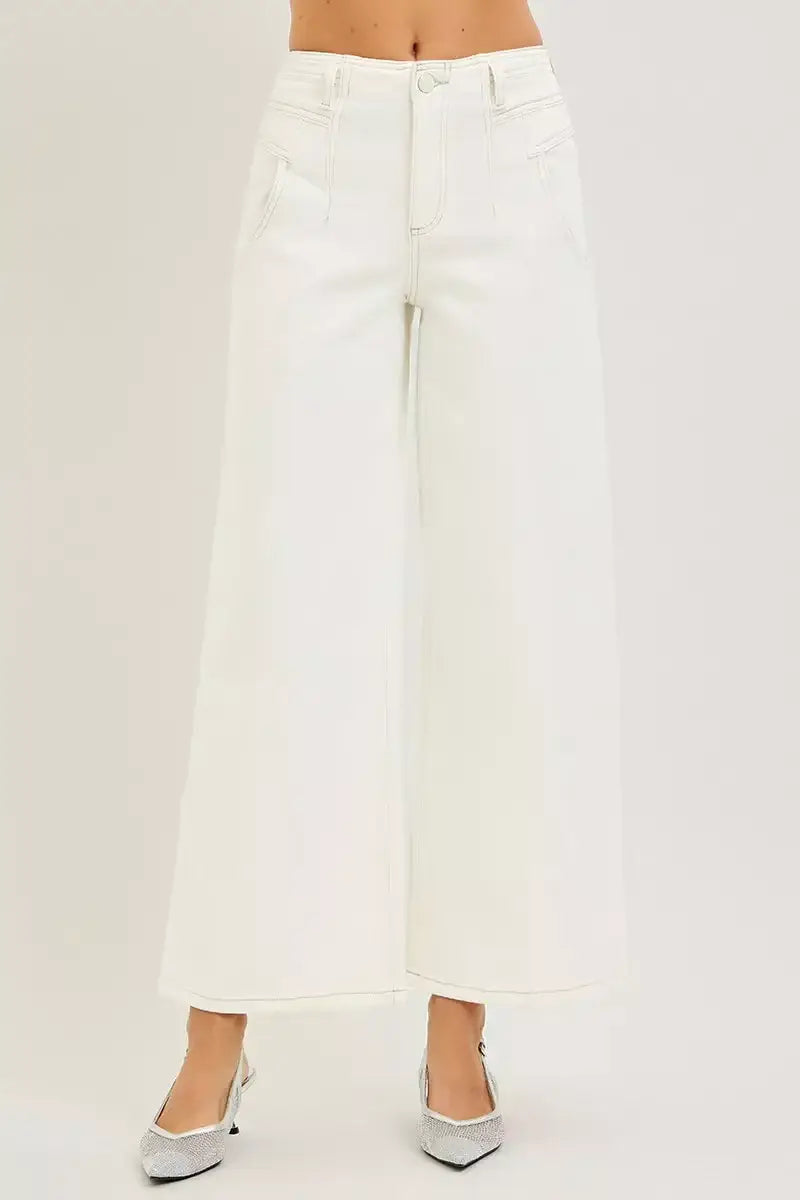 RISEN High Rise Ankle Wide Pants - Trendsi - Flyclothing LLC