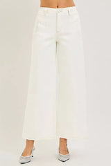 RISEN High Rise Ankle Wide Pants - Trendsi - Flyclothing LLC