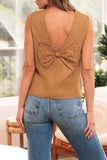 Bow Back Round Neck Tank - Trendsi - Flyclothing LLC