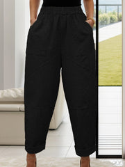 Elastic Waist Pants with Pockets - Trendsi