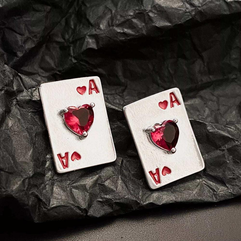 Poker Card Ace of Hearts Stud Earrings - Trendsi - Flyclothing LLC