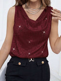 Sequin Cowl Neck Tank - Trendsi - Flyclothing LLC