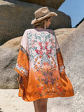 Printed Open Front Long Sleeve Cover-Up - Trendsi - Flyclothing LLC
