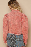POL Raw Hem Button Up Cropped Denim Jacket - Trendsi
