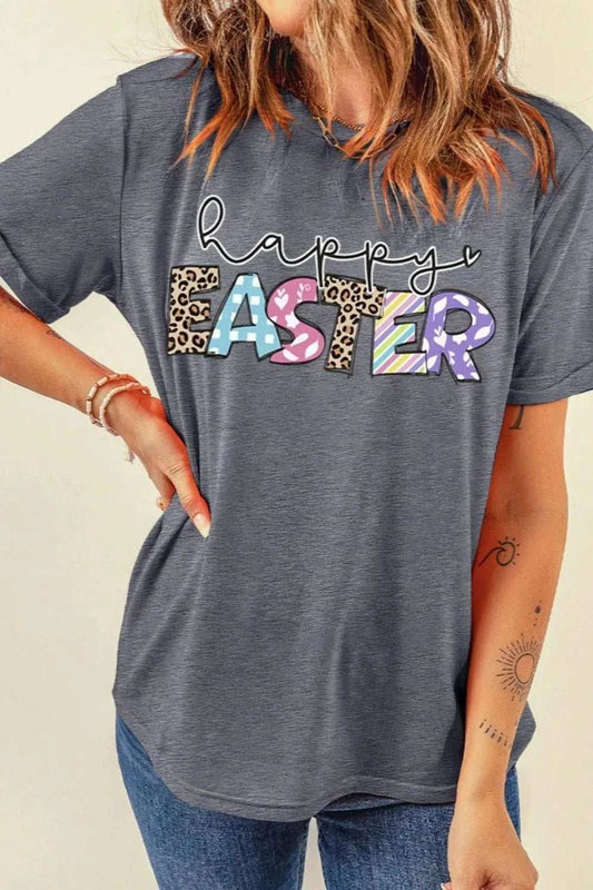 HAPPY EASTER Graphic Short Sleeve T-Shirt - Trendsi - Flyclothing LLC