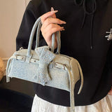 Denim Bow Accent Crossbody Bag - Trendsi - Flyclothing LLC