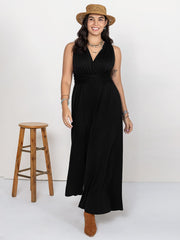 Plus Size V-Neck Wide Leg Jumpsuit - Trendsi