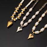 Pearl & Heart Pendant Necklace - Trendsi - Flyclothing LLC