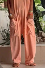 Full Size Casual V-Neck Short Sleeve Jumpsuit with Pockets Plus Size - Trendsi - Flyclothing LLC