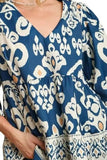 Printed V-Neck Three-Quarter Sleeve Blouse - Trendsi - Flyclothing LLC