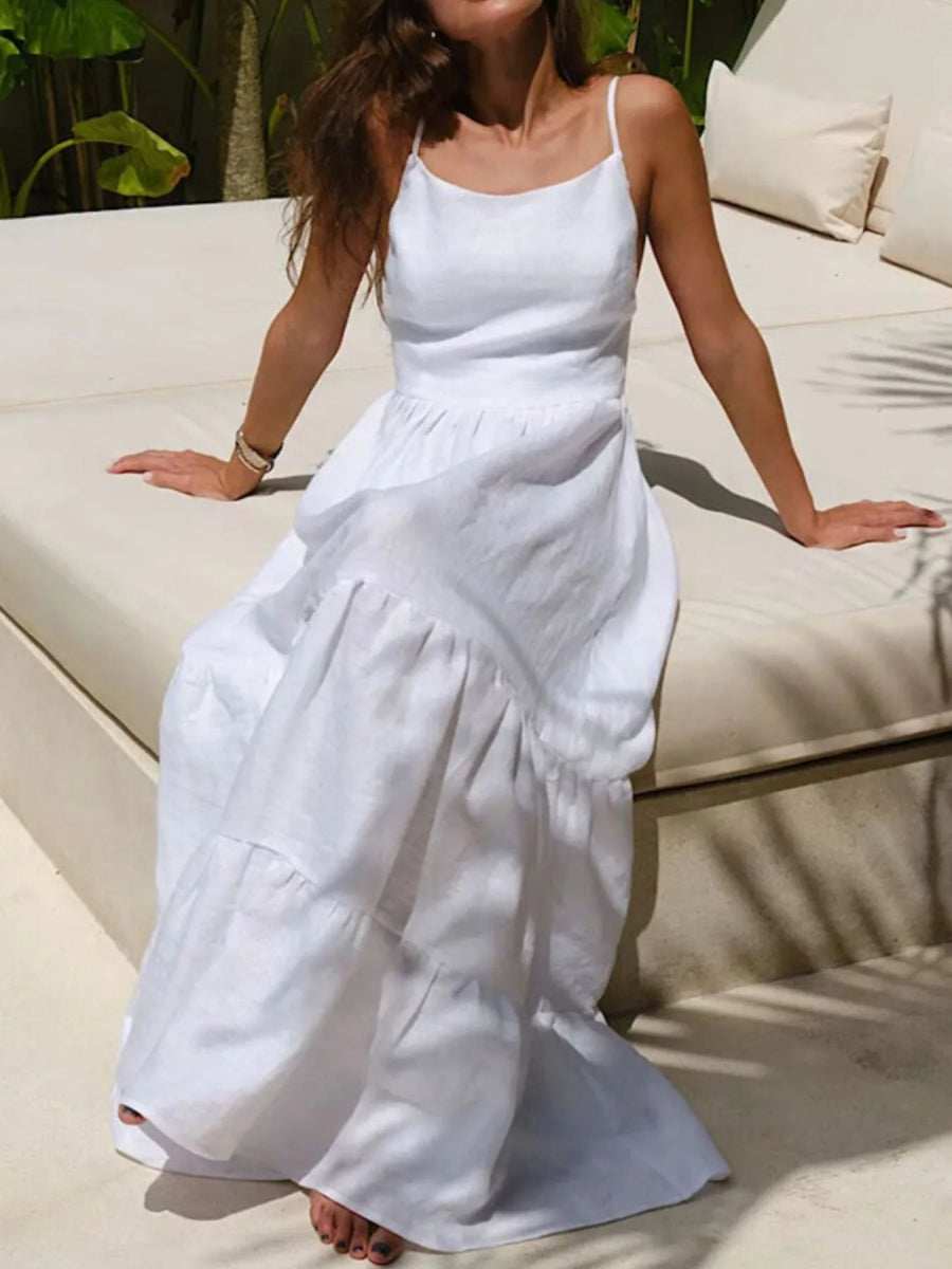 Tiered Maxi Cami Dress with Ruffled Hem - Trendsi - Flyclothing LLC