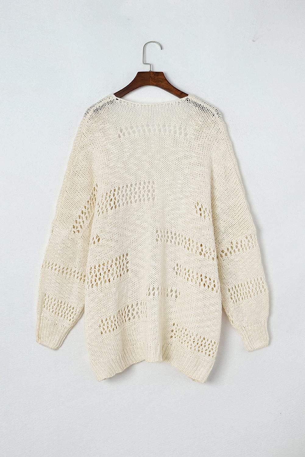 Openwork Open Front Long Sleeve Cardigan - Trendsi - Flyclothing LLC