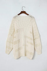 Openwork Open Front Long Sleeve Cardigan - Trendsi - Flyclothing LLC